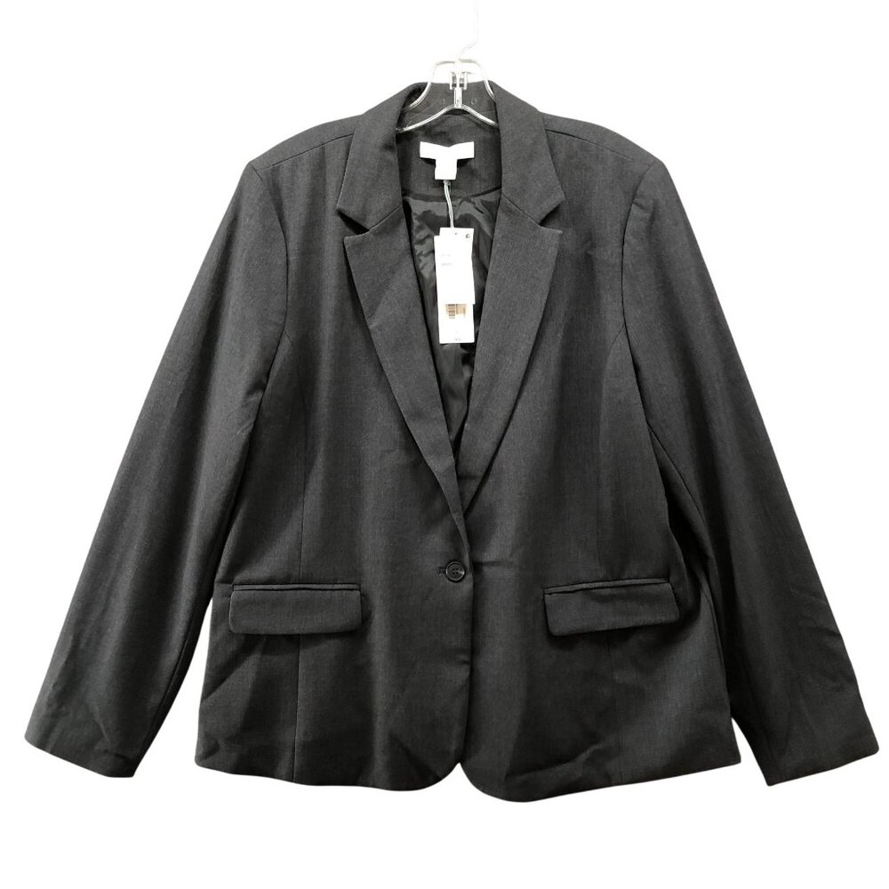 NWT Liz Claiborne Suit Jacket Blazer Womens 18 Charcoal Heather Gray One Button